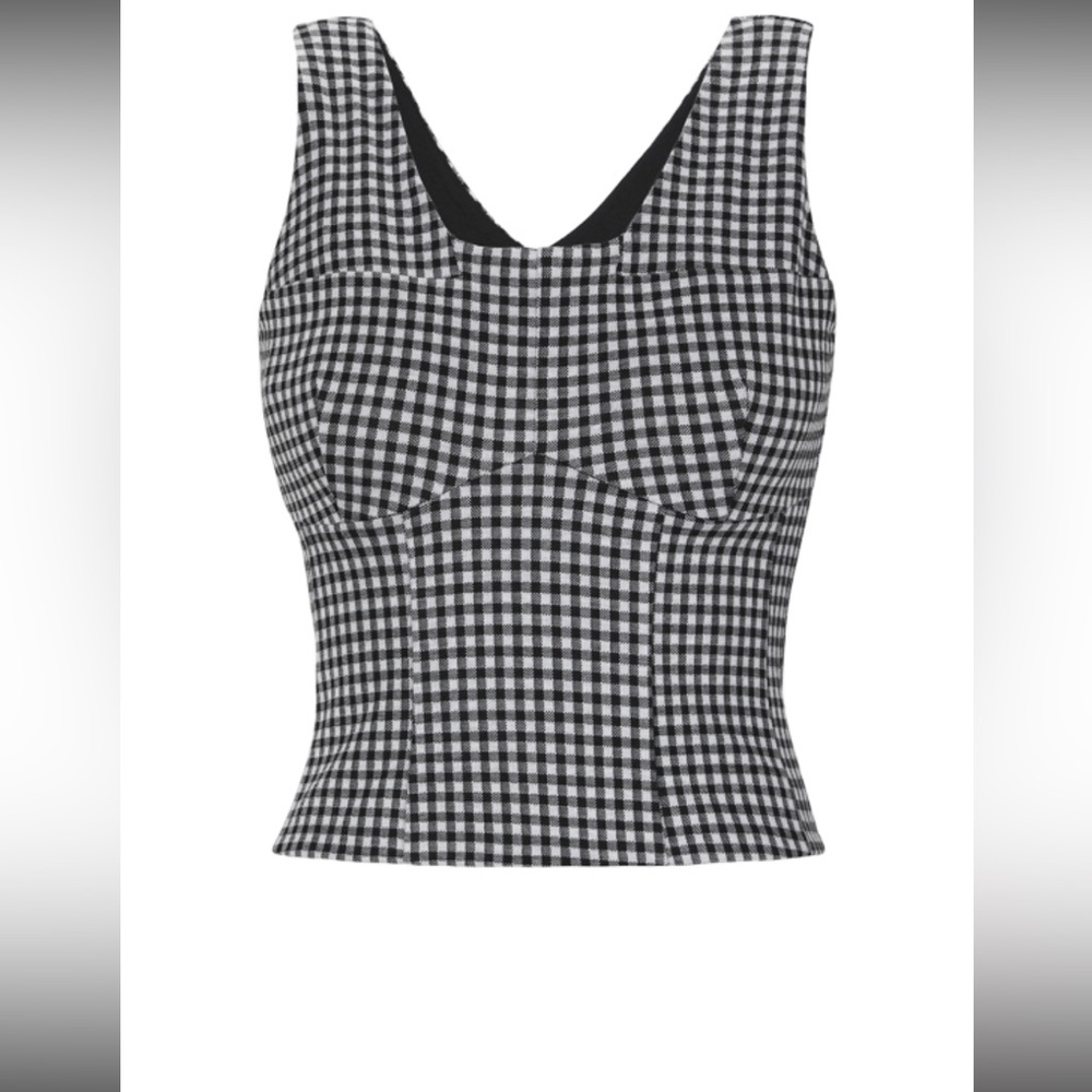 CAbi Black and White Gingham Tank Top